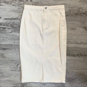 Missguided White Jean Midi Skirt